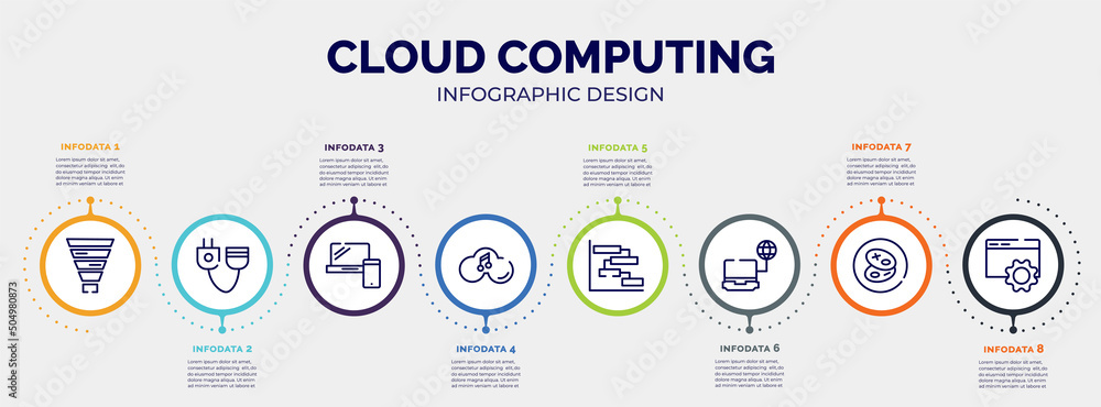 Aufkleber infographic for cloud computing concept. vector infographic template with icons and 8 option or step