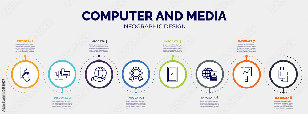 Poster infographic for computer and media concept. vector infographic template with icons and 8 option or s