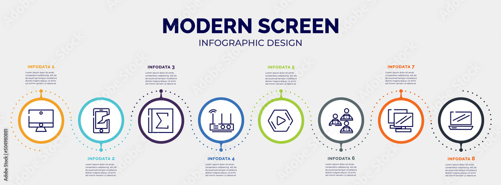 Poster infographic for modern screen concept. vector infographic template with icons and 8 option or steps.