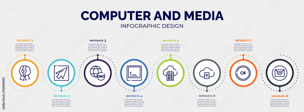 Poster infographic for computer and media concept. vector infographic template with icons and 8 option or s