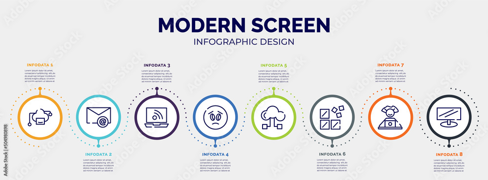 Poster infographic for modern screen concept. vector infographic template with icons and 8 option or steps.