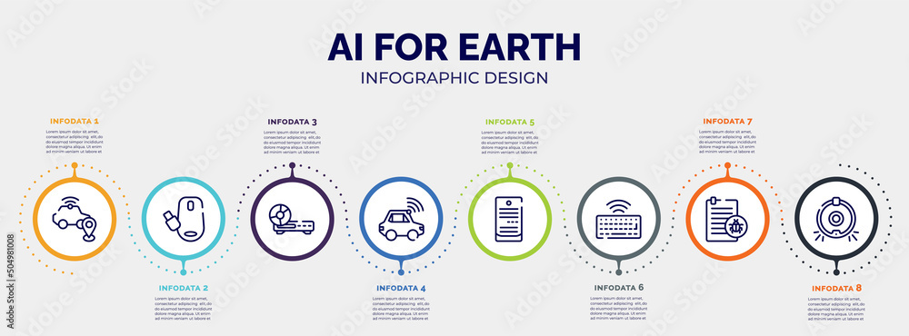 Poster infographic for ai for earth concept. vector infographic template with icons and 8 option or steps. 