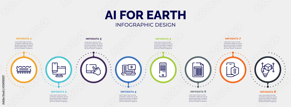 Poster infographic for ai for earth concept. vector infographic template with icons and 8 option or steps. 