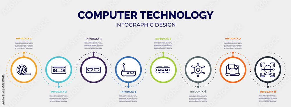Poster infographic for computer technology concept. vector infographic template with icons and 8 option or 