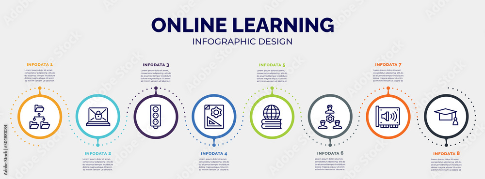 Poster infographic for online learning concept. vector infographic template with icons and 8 option or step