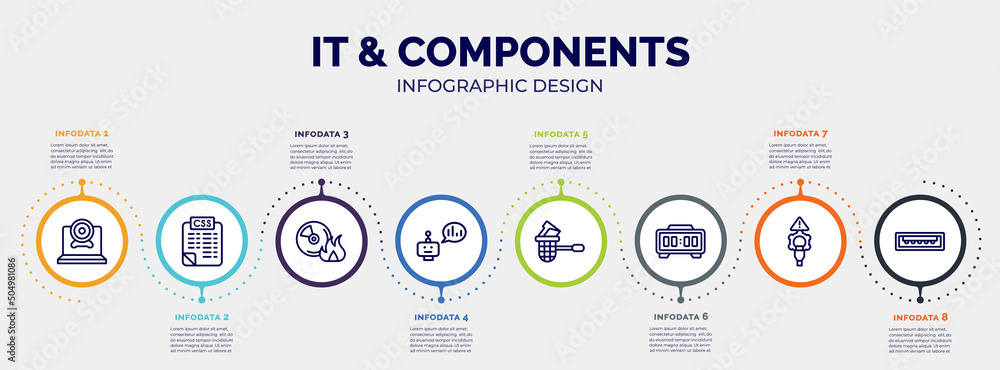 Aufkleber infographic for it & components concept. vector infographic template with icons and 8 option or step