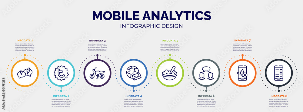 Poster infographic for mobile analytics concept. vector infographic template with icons and 8 option or ste
