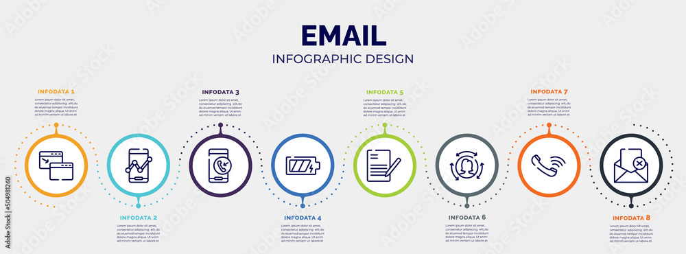 Poster infographic for email concept. vector infographic template with icons and 8 option or steps. include