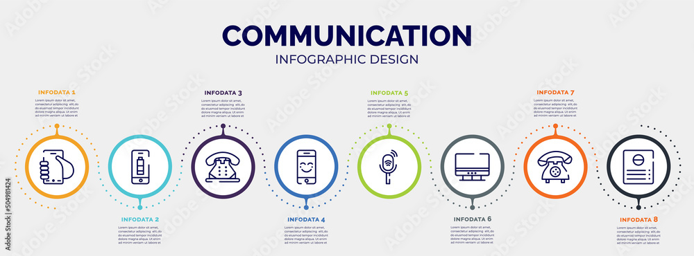 Poster infographic for communication concept. vector infographic template with icons and 8 option or steps.