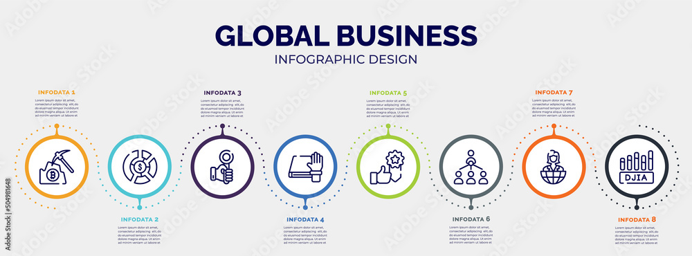Poster infographic for global business concept. vector infographic template with icons and 8 option or step