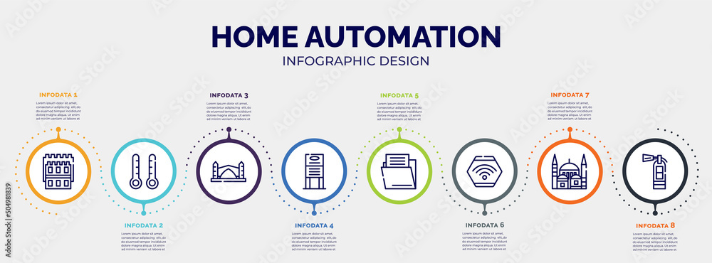 Poster infographic for home automation concept. vector infographic template with icons and 8 option or step