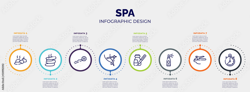 Poster infographic for spa concept. vector infographic template with icons and 8 option or steps. included 