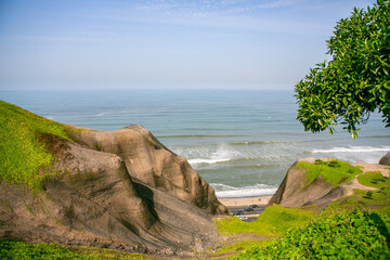 The Pacific Ocean warms the shores of Lima, the capital of Peru. Beautiful urban nature in latin...