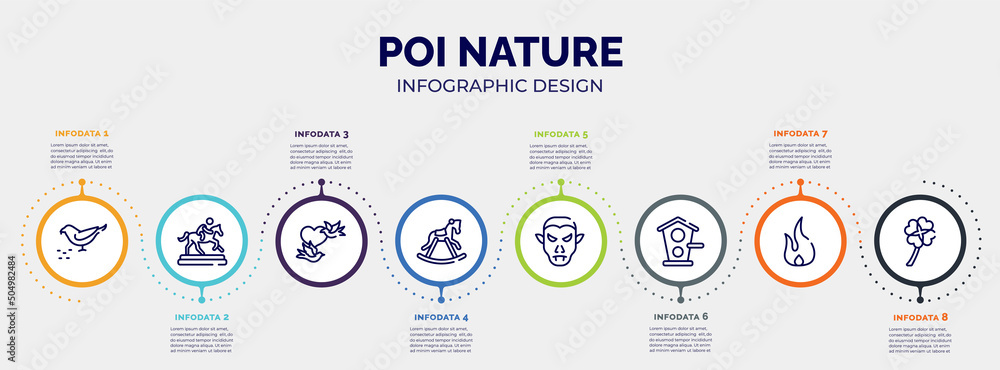 Poster infographic for poi nature concept. vector infographic template with icons and 8 option or steps. in