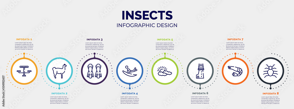Poster infographic for insects concept. vector infographic template with icons and 8 option or steps. inclu