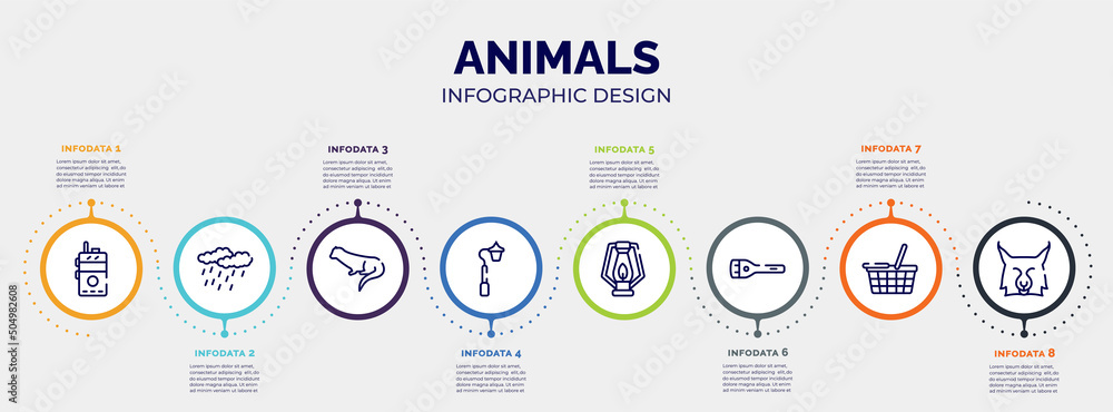 Poster infographic for animals concept. vector infographic template with icons and 8 option or steps. inclu