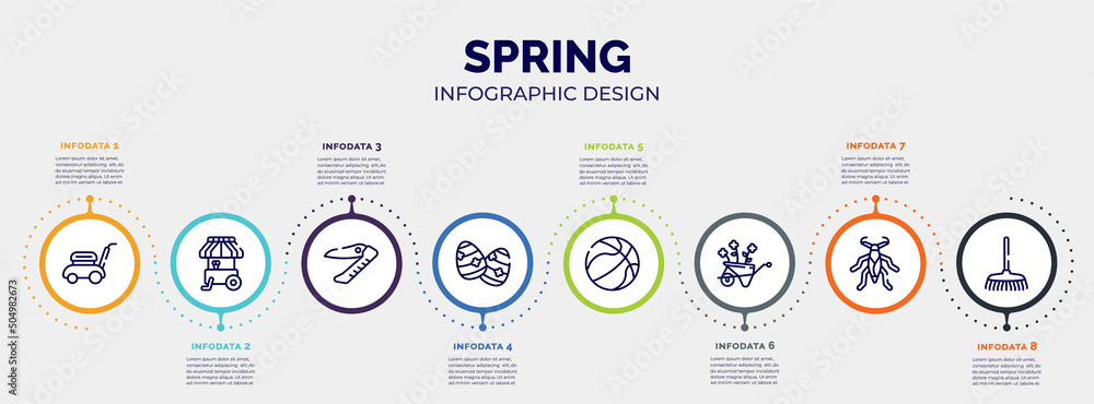 Poster infographic for spring concept. vector infographic template with icons and 8 option or steps. includ