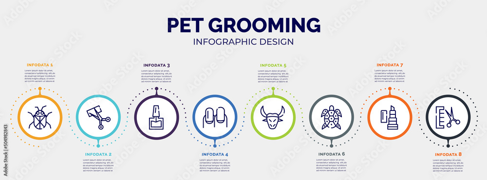 Poster infographic for pet grooming concept. vector infographic template with icons and 8 option or steps. 