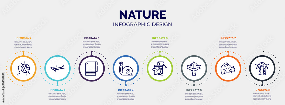 Poster infographic for nature concept. vector infographic template with icons and 8 option or steps. includ