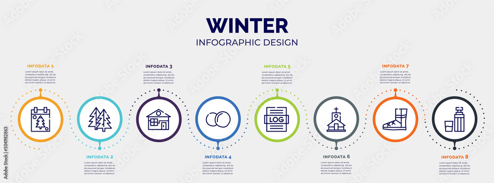 Poster infographic for winter concept. vector infographic template with icons and 8 option or steps. includ