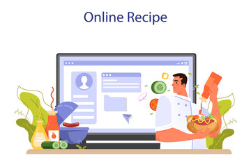 Hot dog online service or platform. Unhealthy fast food cooking