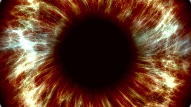 Abstract human eye dilating and contracting. Very detailed extreme close-up of iris and pupil.