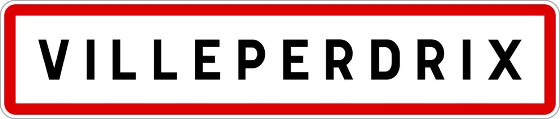 Fototapeta na wymiar Panneau entrée ville agglomération Villeperdrix / Town entrance sign Villeperdrix