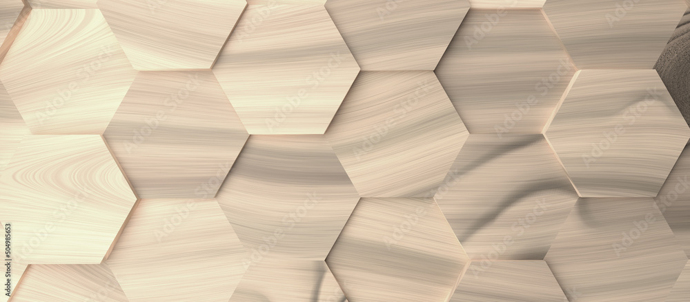 Poster abstract modern wooden honeycomb background using as header, 3d rendering