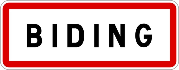 Panneau entrée ville agglomération Biding / Town entrance sign Biding