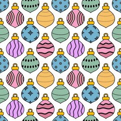 New year seamless Christmas tree balls pattern for fabrics and packaging and gifts and linens and kids