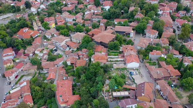Old Town of Plovdiv city, Bulgaria, view with school and Armenian Apostolic Orthodox Church Surp Kevork