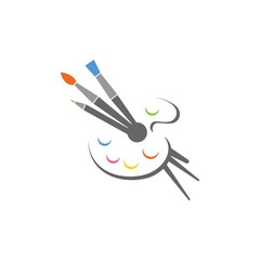 painting palette icon logo design illustration