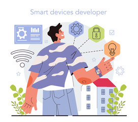 Internet of things development. Idea of smart wireless electronics.