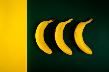 banana on green background