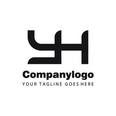 combination of letters y and h with geometric style for company logo