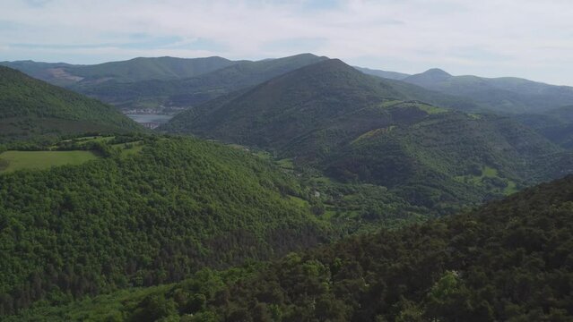 Mountains of the Esteribar Valley. Eugi reservoir in the background