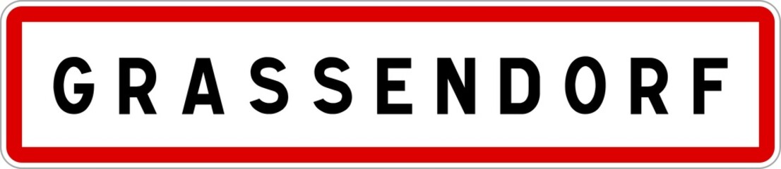Panneau entrée ville agglomération Grassendorf / Town entrance sign Grassendorf