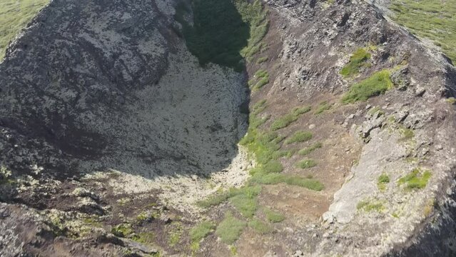 Aerial view of Eldborg crater near Borgarnes in Western Iceland