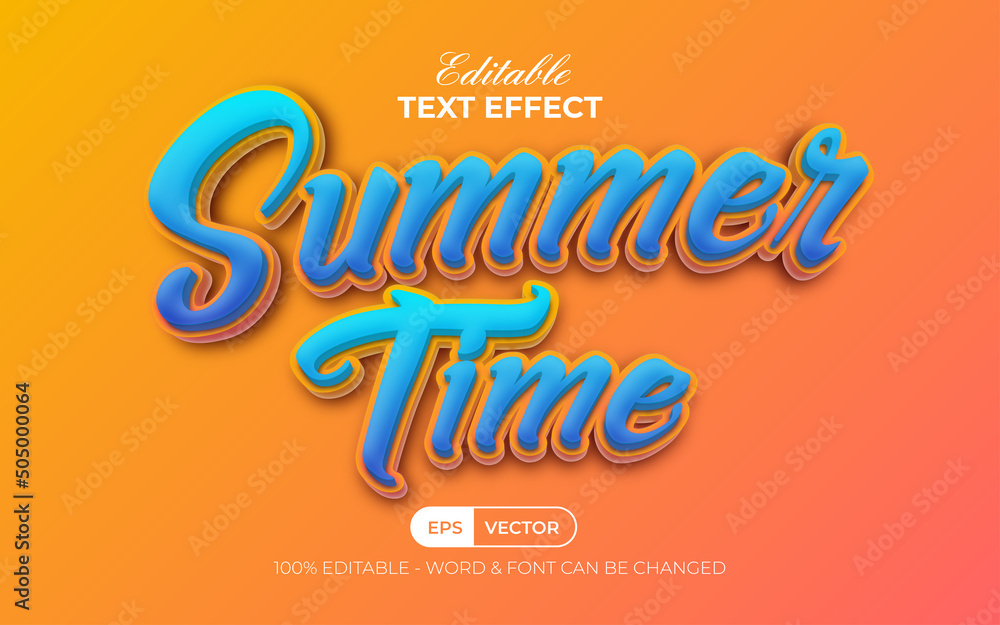 Poster summer text effect style. editable text effect.