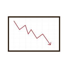 Obraz premium Graph down on white board. Business vector.