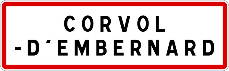 Panneau entrée ville agglomération Corvol-d'Embernard / Town entrance sign Corvol-d'Embernard