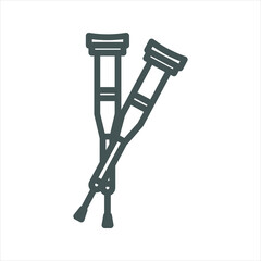 crutches simple line icon
