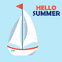 Hello summer retro illustration.Greeting card