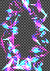 Glow Shimmer Background Transparent Vector. Confetti Fall Design. Blue Romance Illustration. Violet Spread. Particle Blurry Wallpaper.