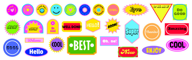 Trendy Notebook & Diary Sticker Pack – Cool Retro Patches, Aesthetic Planner Labels, Abstract Badge Collection