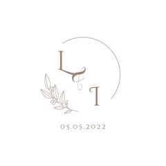 Letter LI wedding initial logo design - obrazy, fototapety, plakaty