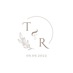 Letter TR wedding initial logo design - obrazy, fototapety, plakaty