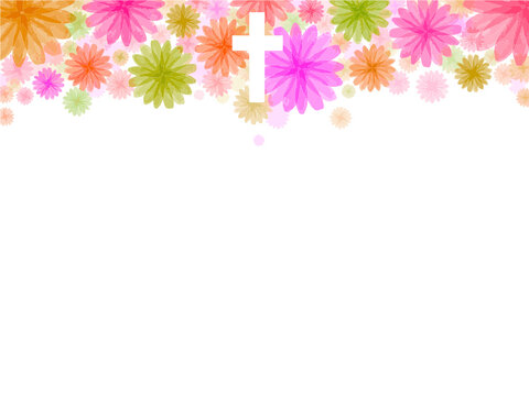 Vector Watercolor Easter cross clipart. Floral crosses banner illustration	