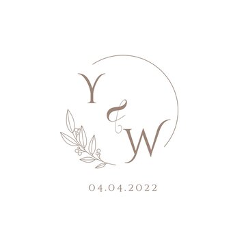 Letter YW wedding initial logo design