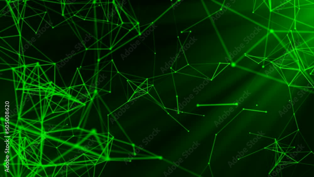 Poster geometric lines in connections with points. motion. polygonal plexus of lines on computer background